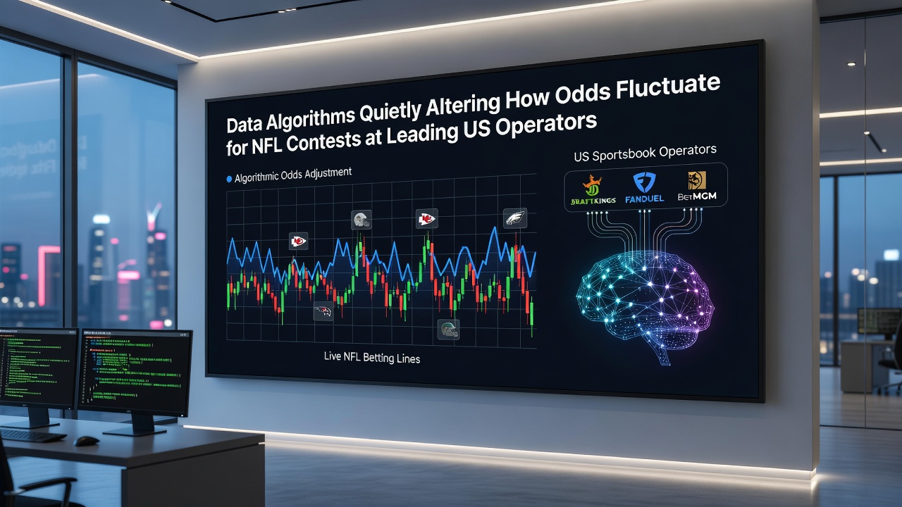 Sportsbook dashboard showing fluctuating NFL odds driven by algorithmic updates