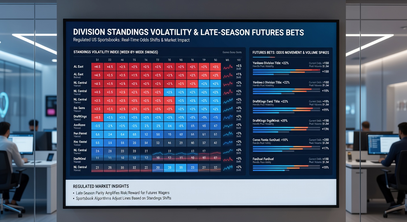 Chart showing NFL division standings changes and corresponding futures odds movement during late season