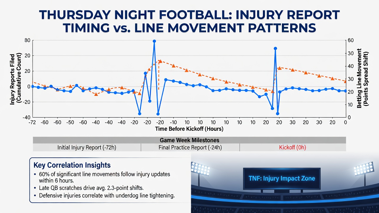 Chart showing injury report timing correlated with NFL line movement patterns