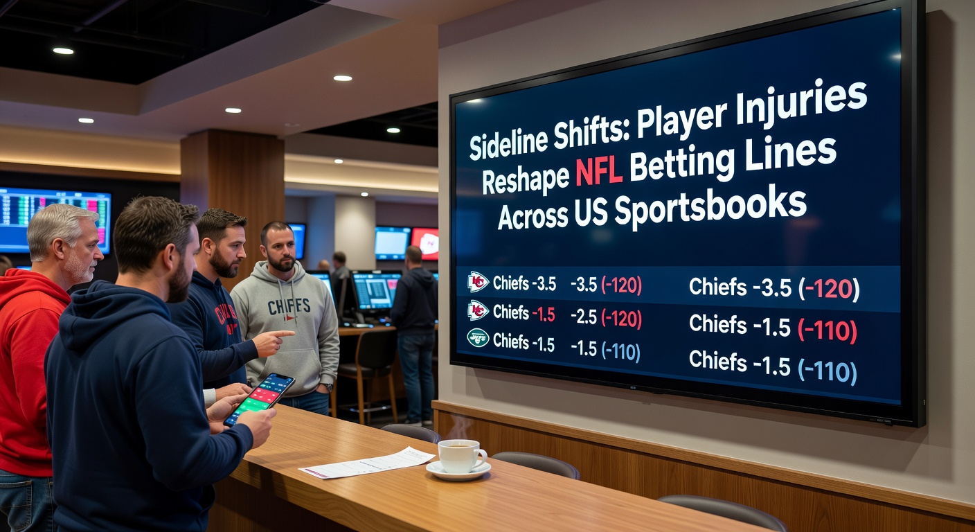 Dynamic NFL betting board displaying shifting odds in response to breaking injury news