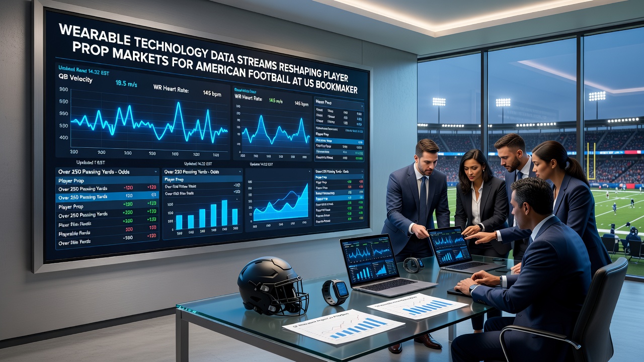 Close-up view of wearable tracking devices and data dashboards used by sports analytics teams